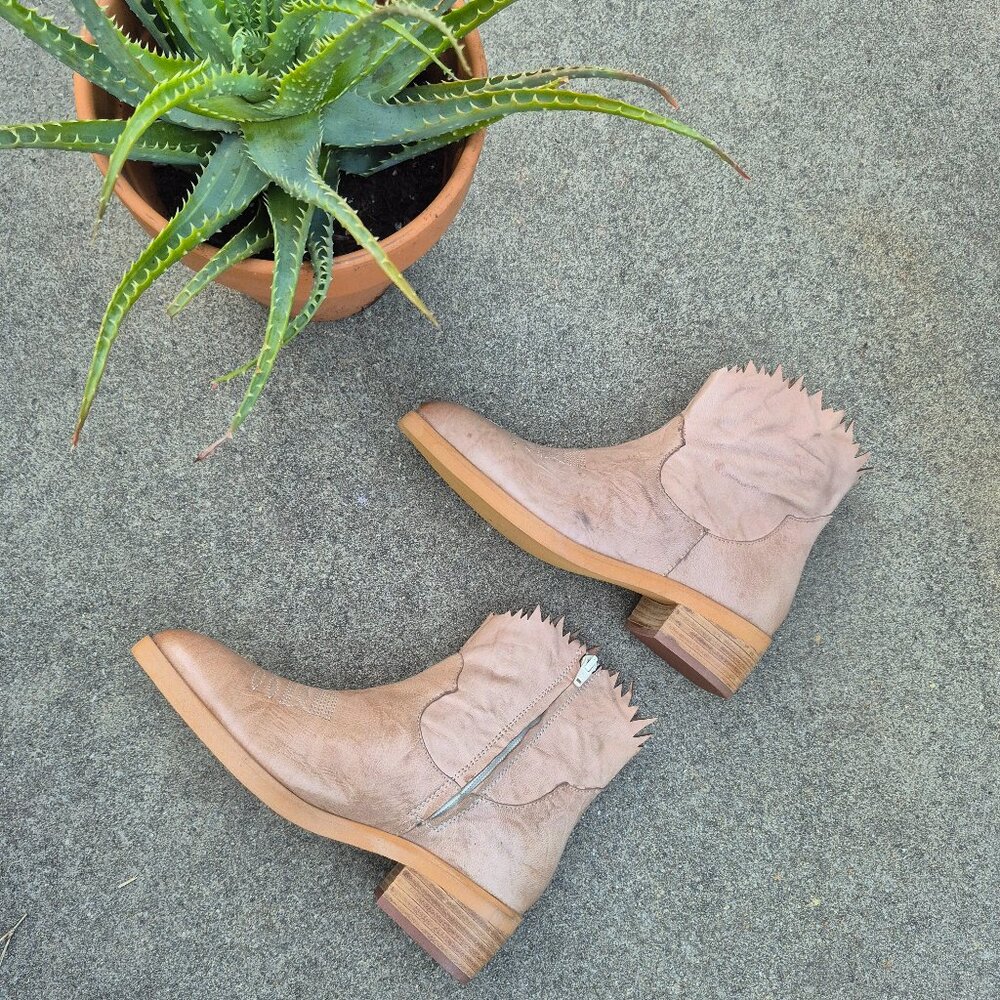 New NIB BED STU ROAN Leather Ankle Bootie Flame Edged Size 7.5 Southwestern Boho - Picture 5 of 16